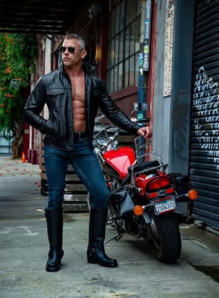 Mr. S Leather Trucker Jacket
