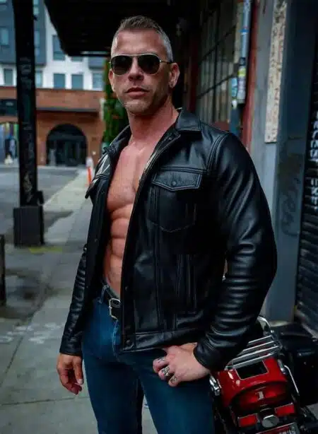 Mr. S Leather Trucker Jacket