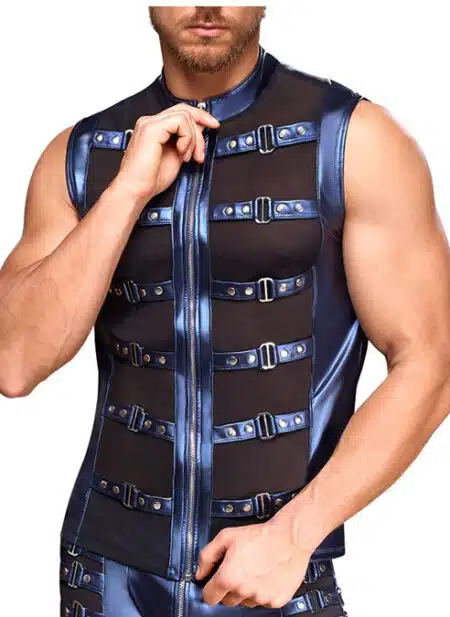 NEK Men's Blue Metallic Shirt
