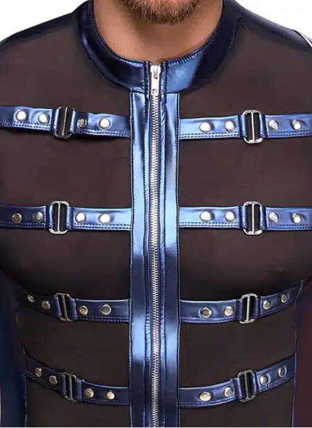 NEK Men's Blue Metallic Shirt