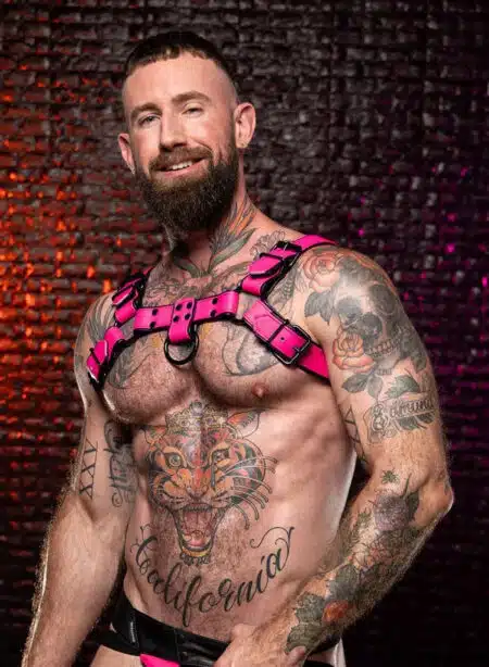 Mr. S Leather Dark Room Bulldog Harness Pink