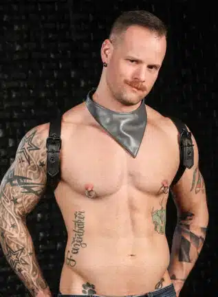 Mr. S Leather Lambskin Neck Hanky Grey