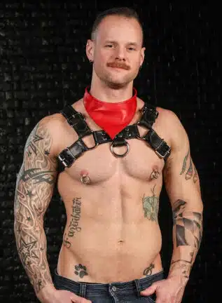 Mr. S Leather Lambskin Neck Hanky Red
