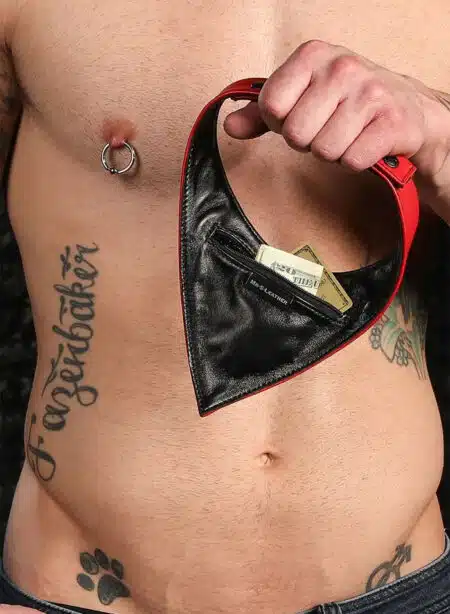 Mr. S Leather Lambskin Neck Hanky Red