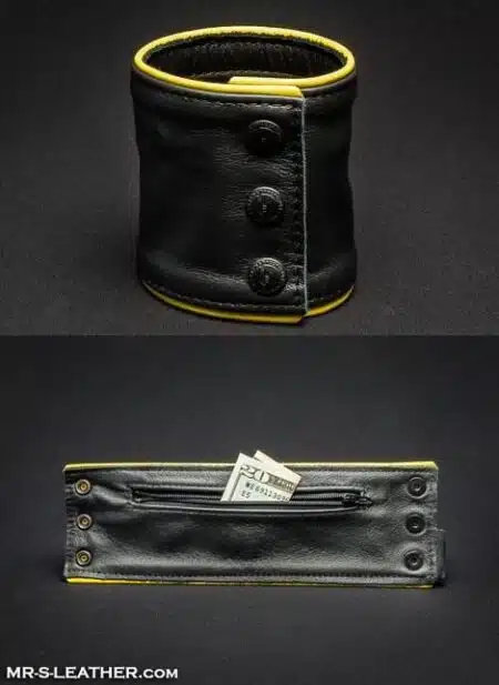Mr. S Leather Piped Wristband Zipper Pocket
