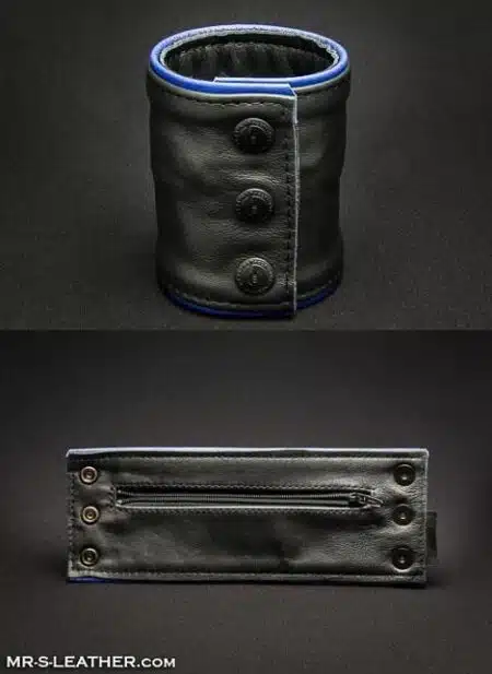 Mr. S Leather Piped Wristband Zipper Pocket