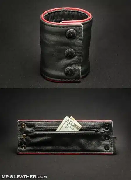 Mr. S Leather Piped Wristband Zipper Pocket