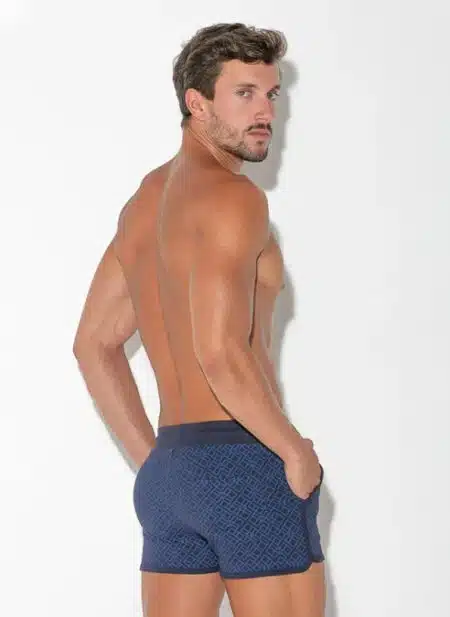 CODE 22 Geometric Print Mini Short Navy Blue