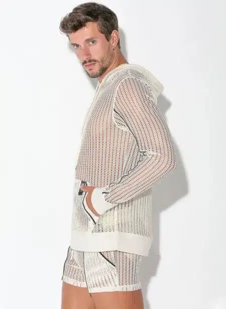 CODE 22 Openwork Jacquard Hoody Off-White