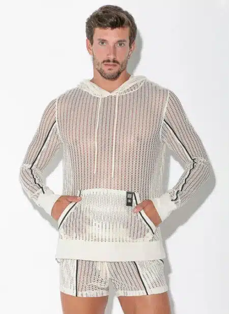 CODE 22 Openwork Jacquard Hoody Off-White