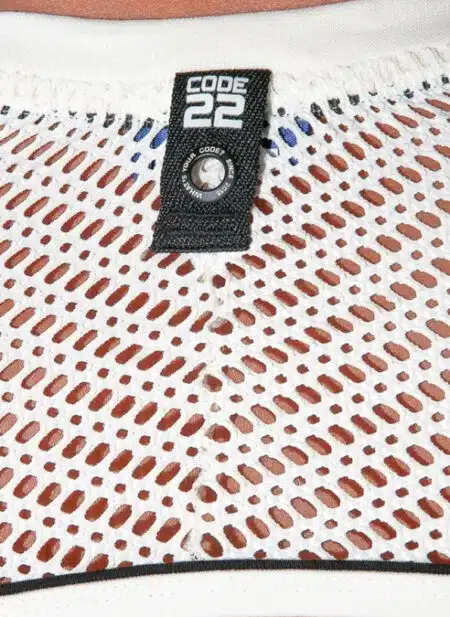 CODE 22 Openwork Jacquard Sleeve Top Off-White