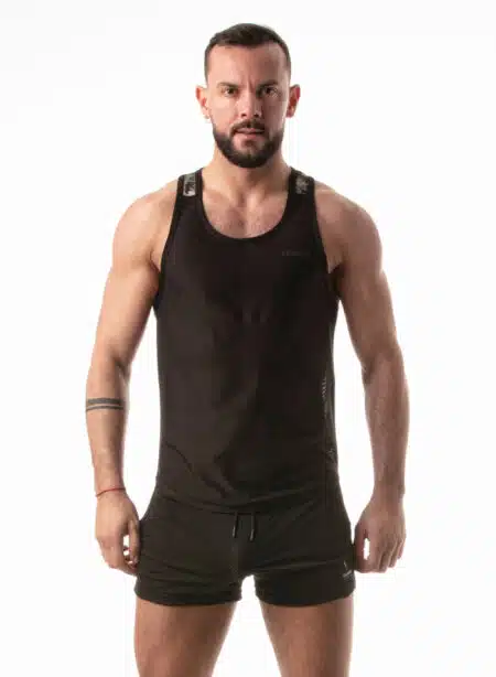 Leader Camo Print Racer Tank Top Black