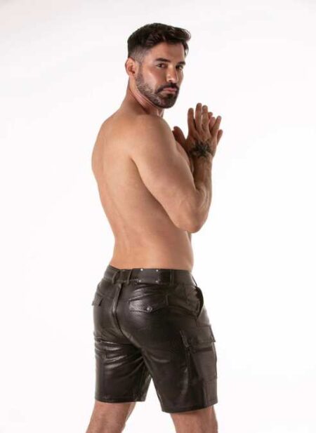 Locker Gear Punch Hole Leatherette Loose Fit Cargo Short