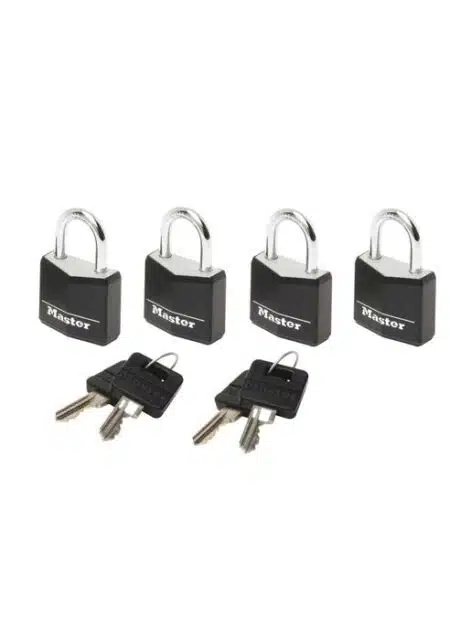 MasterLock 20 mm Black Cover Solid Aluminium Padlock 4-pack