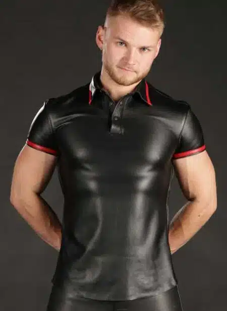 Mr. S Lambskin Polo Shirt Red
