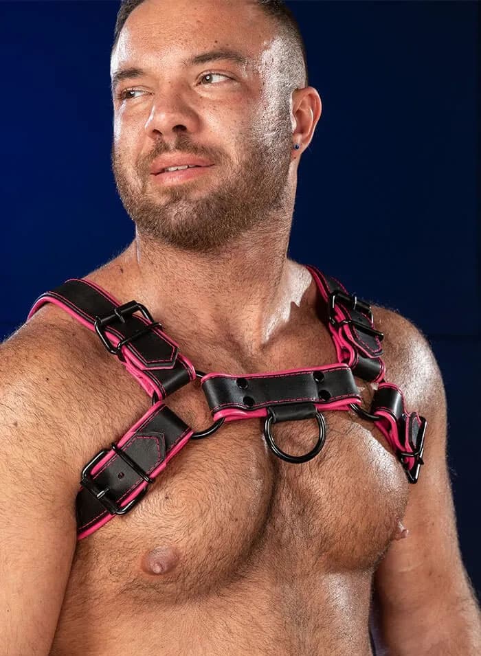 Mr. S Leather Hardline Bulldog Harness Pink