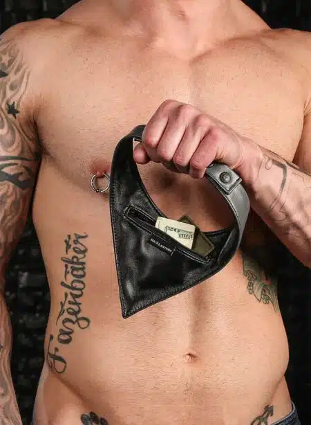 Mr. S Leather Lambskin Neck Hanky Grey