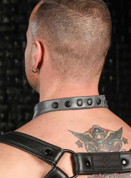 Mr. S Leather Lambskin Neck Hanky Grey