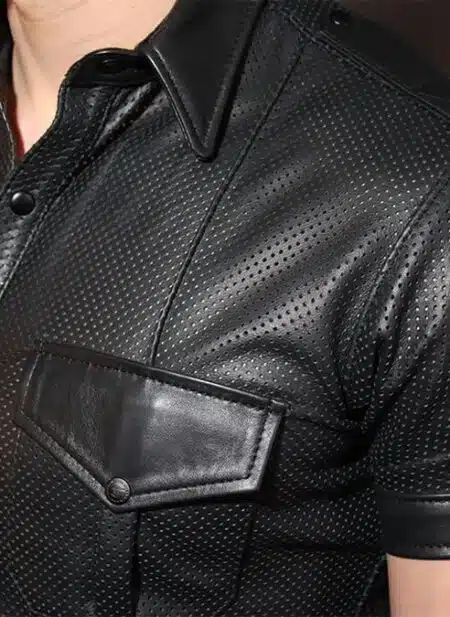 Mr. S Leather Perforated Uniform Shirt