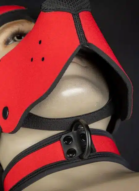 Mr. S Neoprene WOOF! Head Harness Red