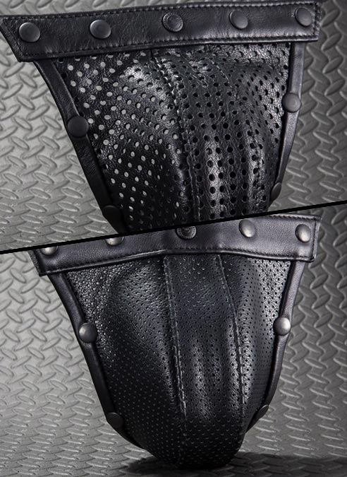 Mr. S Perforated Leather Pouch for Hidden Ring Jock