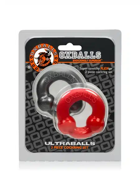 Oxballs Ultraballs Cock Ring 2-Pack Steel / Red