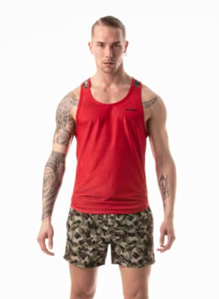 Leader Camo Print Racer Tank Top Red