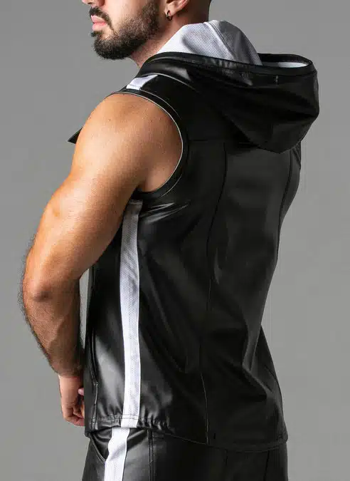 Locker Gear Leatherette Sleeveless Hoody White