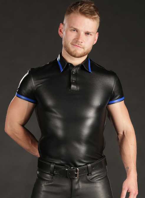 Mr. S Lambskin Polo Shirt Blue