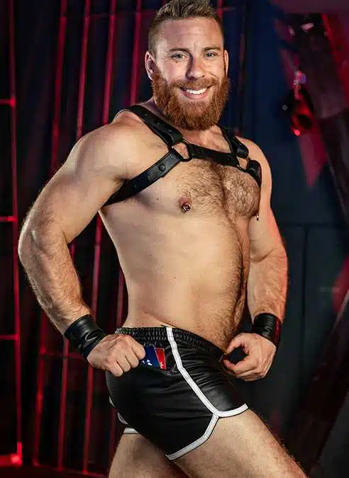 Mr. S Leather Gym Short with Zipper Pocket White