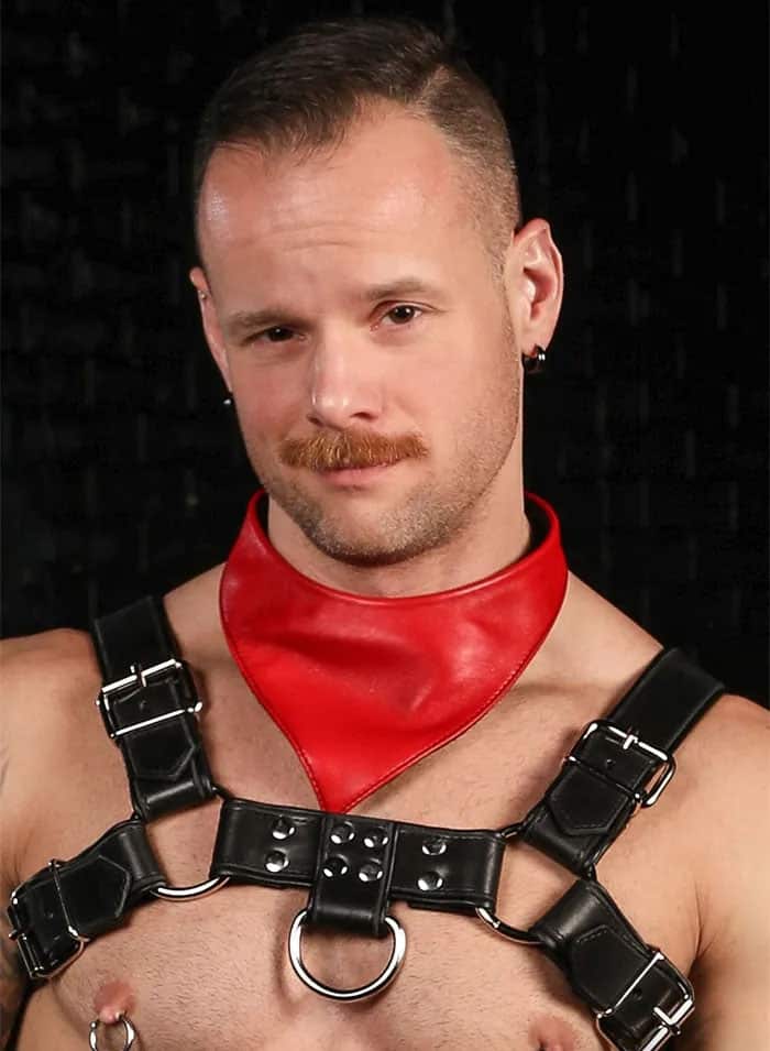 Mr. S Leather Lambskin Neck Hanky Red