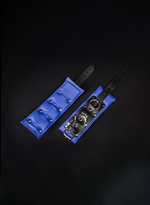 Mr. S Leather Padded Wrist Restraints Blue