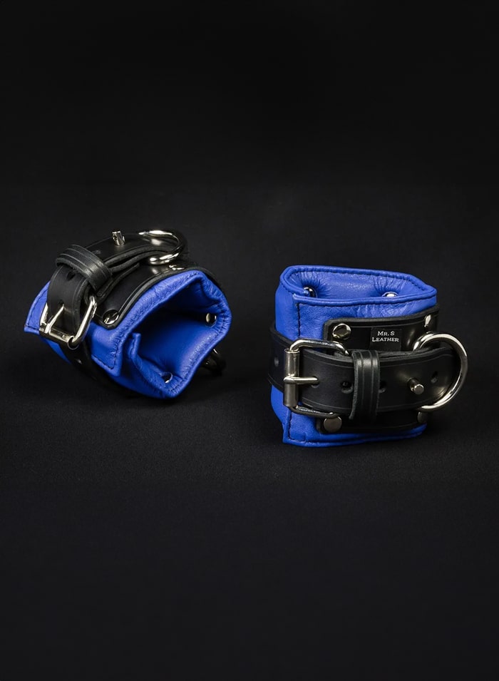Mr. S Leather Padded Wrist Restraints Blue