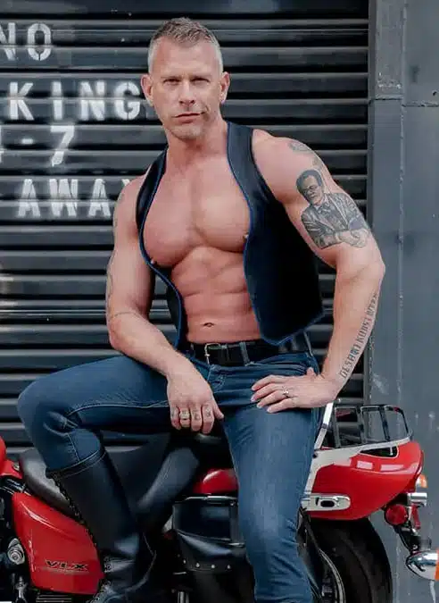 Mr. S Leather Piped Berlin Bar Vest Blue