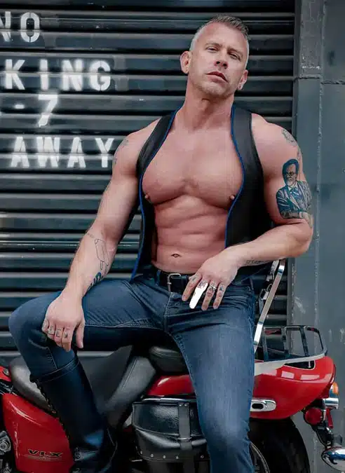 Mr. S Leather Piped Berlin Bar Vest Blue