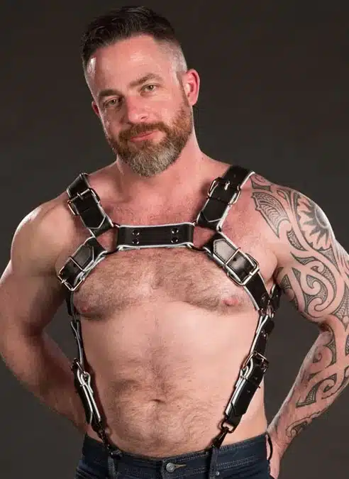 Mr. S Leather Piped Trojan Body Harness White