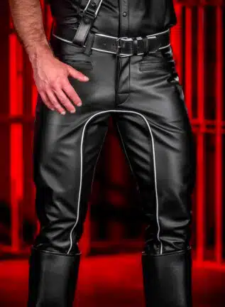 Mr. S Leather Piped Uniform Pant White