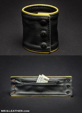 Mr. S Leather Piped Wristband Zipper Pocket