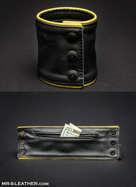 Mr. S Leather Piped Wristband Zipper Pocket
