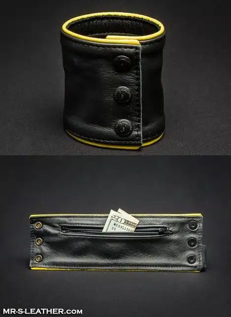 Mr. S Leather Piped Wristband Zipper Pocket