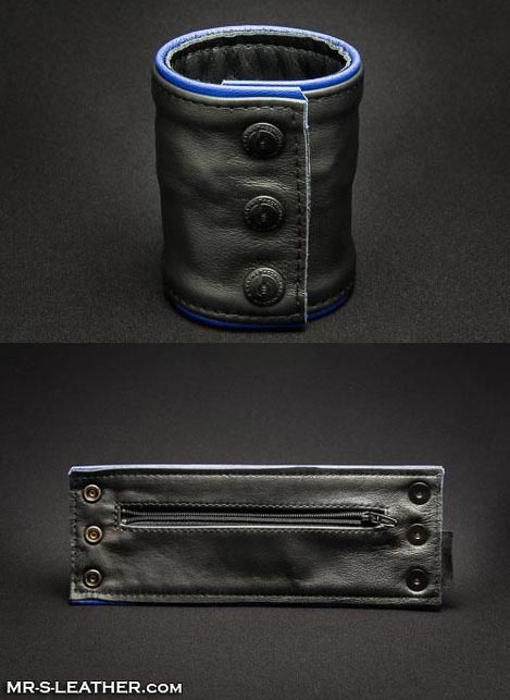 Mr. S Leather Piped Wristband Zipper Pocket
