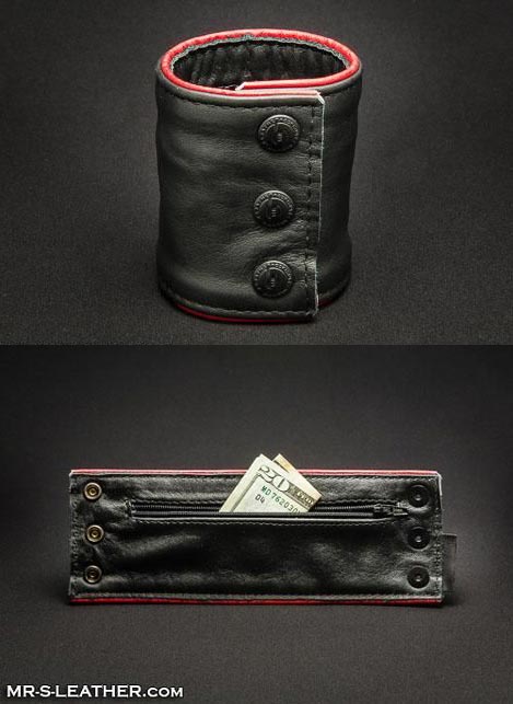 Mr. S Leather Piped Wristband Zipper Pocket