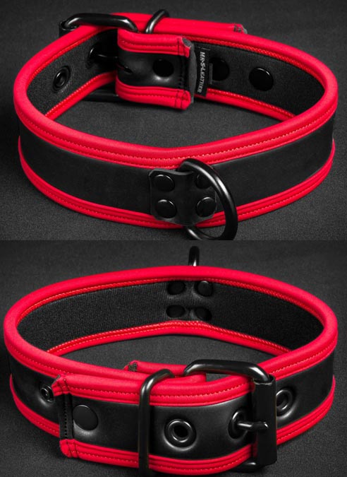 Mr. S Neoprene Puppy Collar Red piping