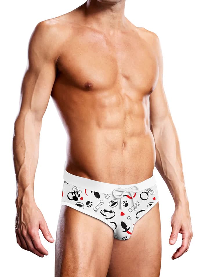 Prowler Swim Brief Pup Print White