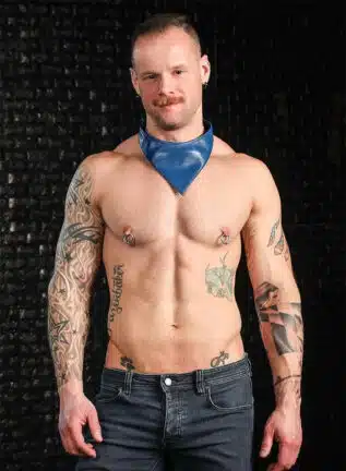 Mr. S Leather Lambskin Neck Hanky Blue