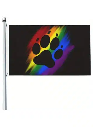 Pride Flag With Black Dog Paw Print