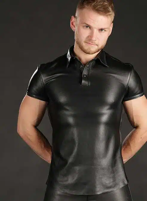 Mr. S Lambskin Polo Shirt Black