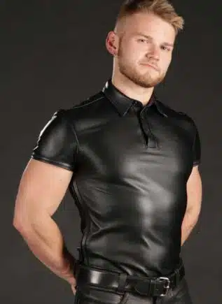 Mr. S Lambskin Polo Shirt Black