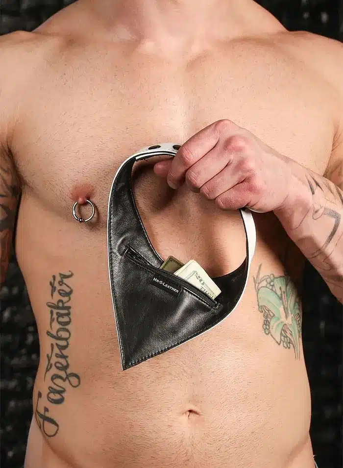 Mr. S Leather Lambskin Neck Hanky White