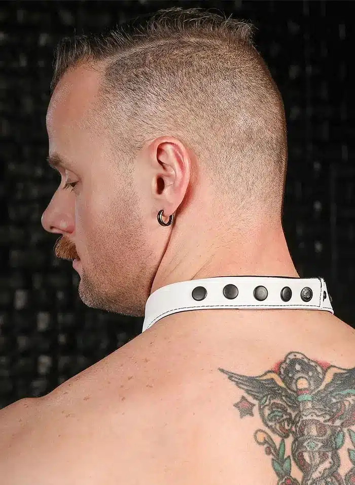 Mr. S Leather Lambskin Neck Hanky White